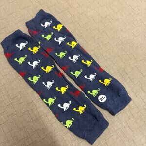 Cute Baby Legs Leggings Leg Warmers Blue Dinosaur Print Knit Stretchy Baby Boy